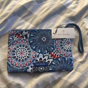 NWT Vera Bradley Blue and Red Patterned Wristlet